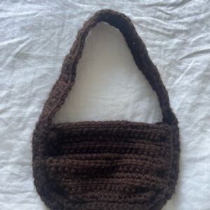 Chic Brown Crochet Shoulder Bag